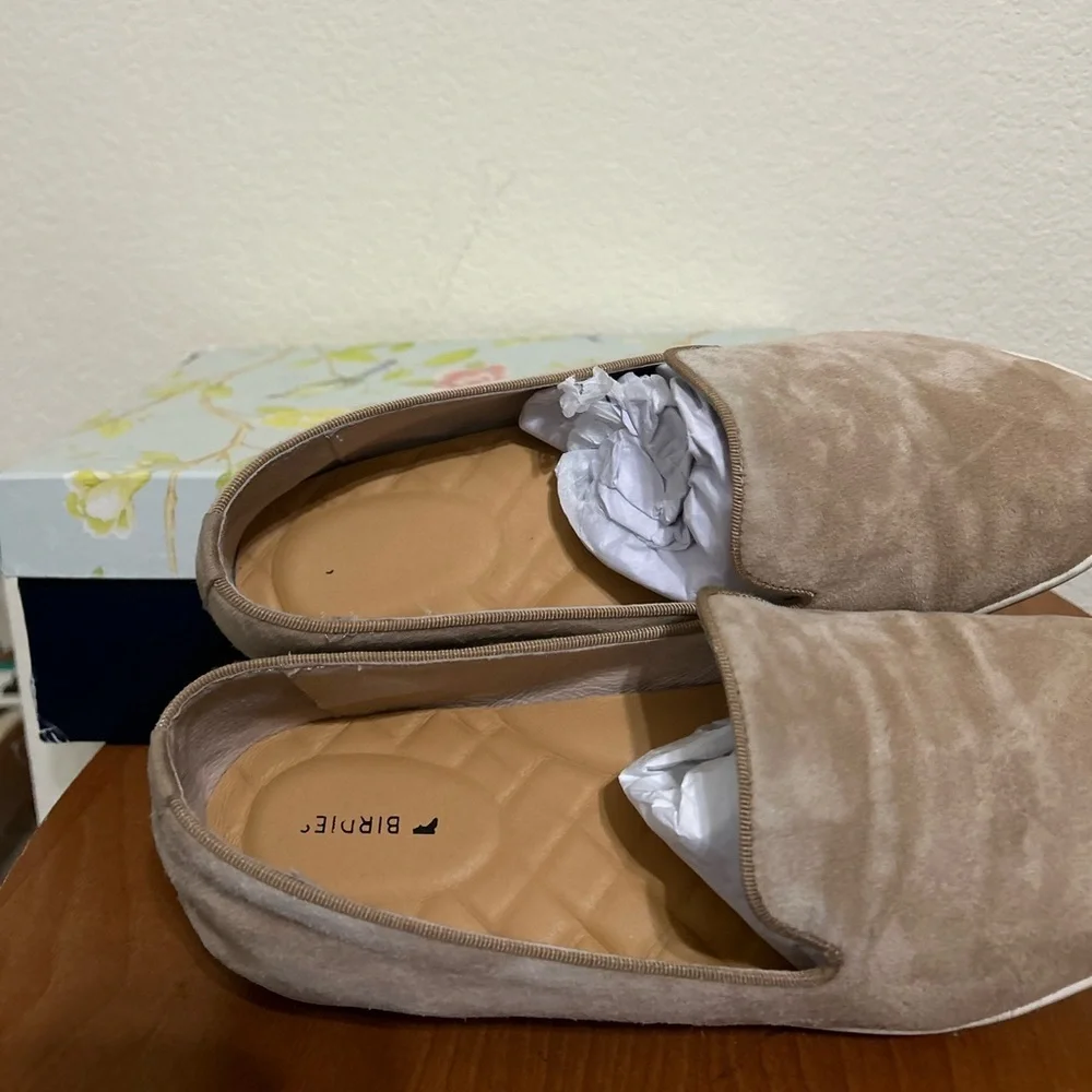 BIRDIES The Swift Classic Shell Suede Slip On Sneaker Beige Tan Loafer Size 9.5